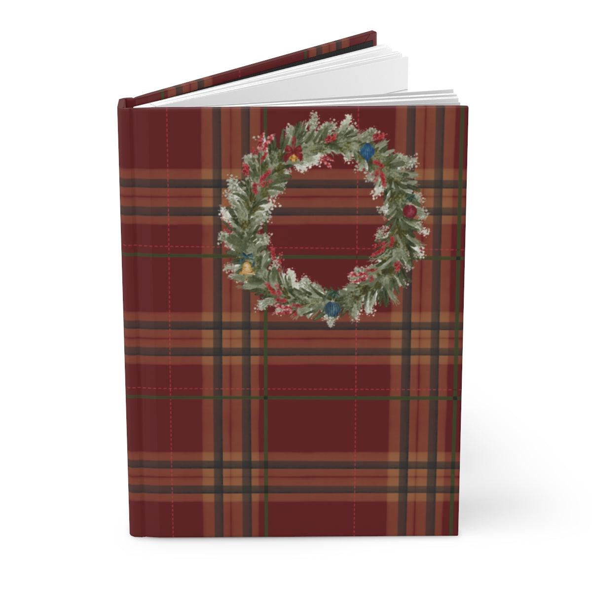 Festive Wreath Plaid Hardbound Journal Notebook