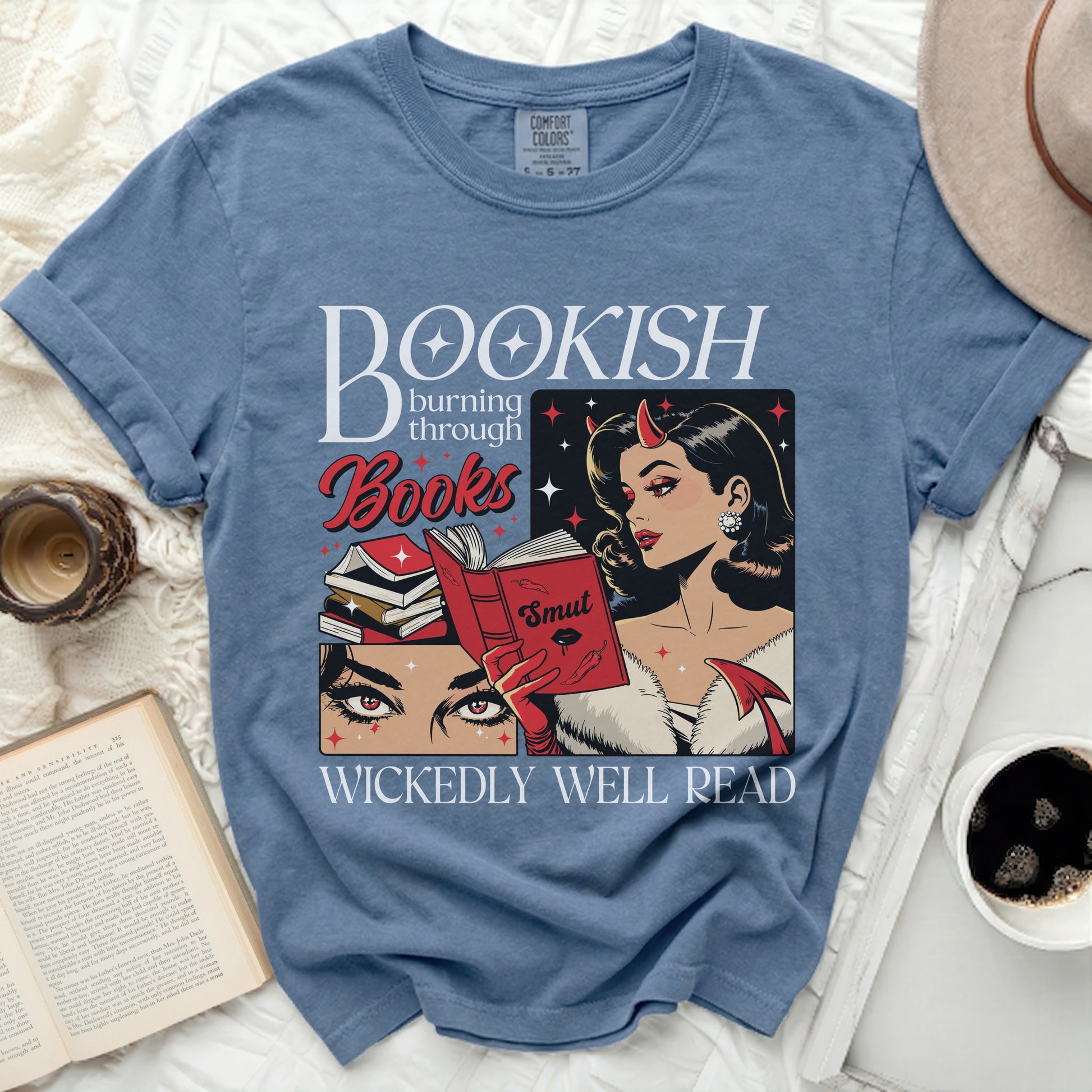 Bookish burning through Books with smut and wickedly well read graphic.