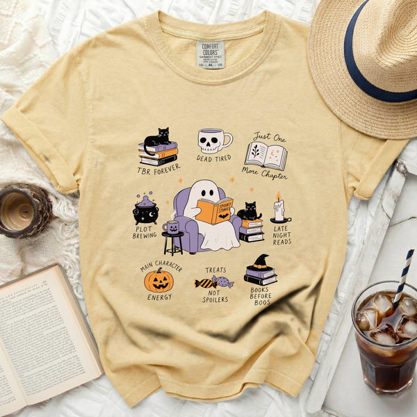 Cozy Ghostly Reads Tee in Butter