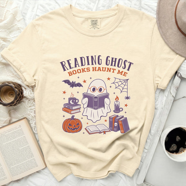 Reading Ghost Halloween Night Tee in Ivory