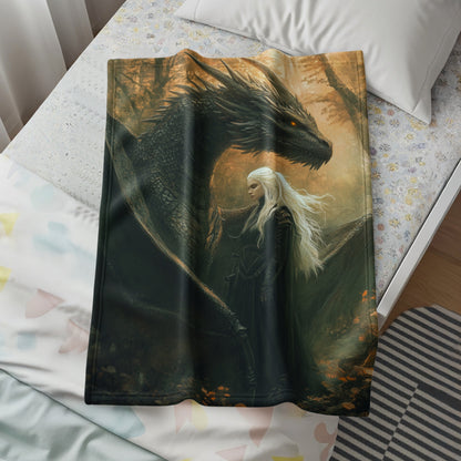 Majestic Dragon and Warrior Design Blanket
