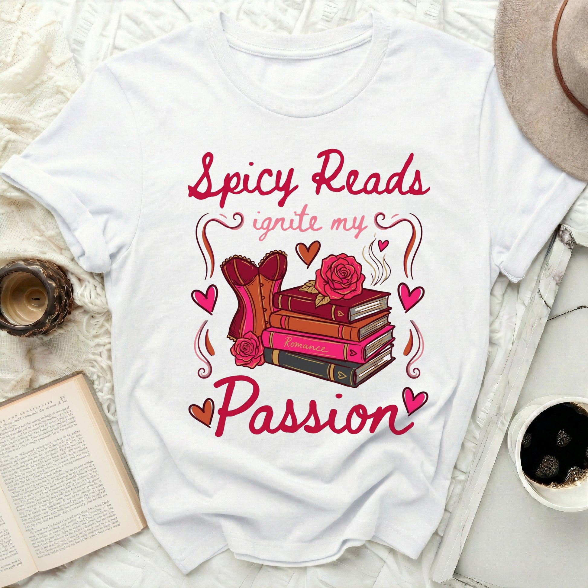 Spicy Reads Ignite My Passion Romantic Book Lover Shirt