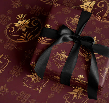 Elegant Black and Gold Patterned Gift Wrap Product