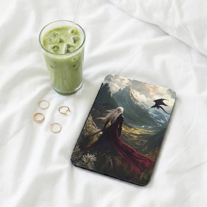 Majestic Dragon Fantasy Art White Haired Warrior Mountains product type