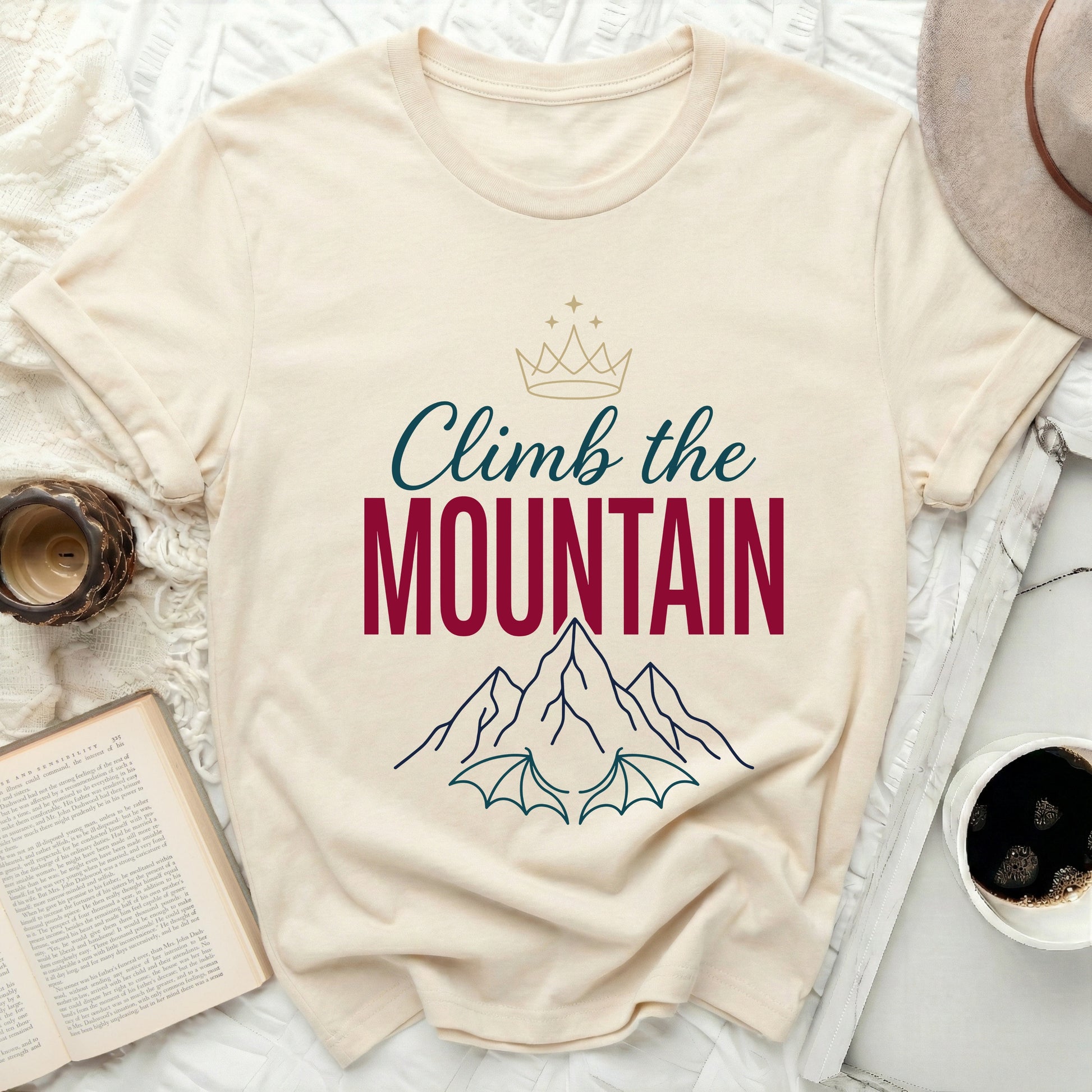 Climb the Mountain Crown Dragon Wings Design product type
Climb Mountain
Dragon Wings
Fantasy Graphic
Adventure Awaits
Inspirational Design
Crown Symbol
Mountain Range
Mythical Creature
Nature Lover
Outdoor Theme
Quest Journey
Unique Print
Graphic Apparel
Beige Apparel
Dark Red Text
Teal Design
Elegant Script
Wanderlust Style
Epic Theme
Motivation Apparel