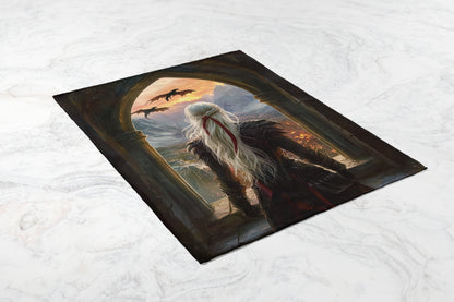 Dragon and Fantasy Warrior Art Blanket Product