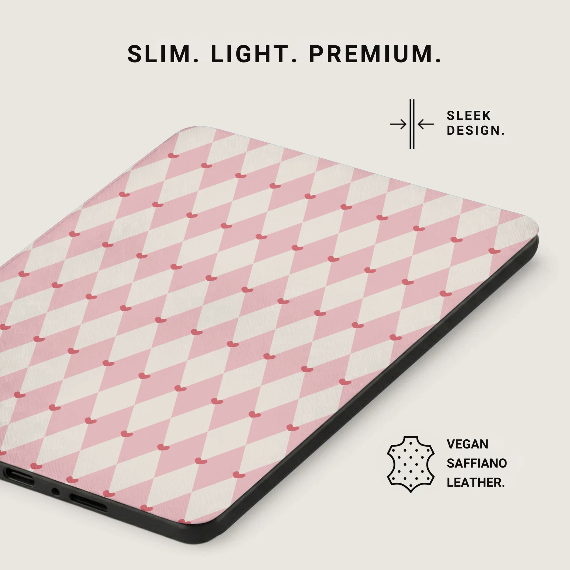 Pink and White Argyle Pattern Sleek Tablet Case