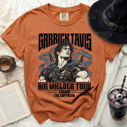 Orange t-shirt with Garrick Tavis Air Wielder Tour graphic.