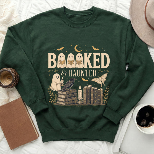 Booked & Haunted Sweatshirt in Forest Green