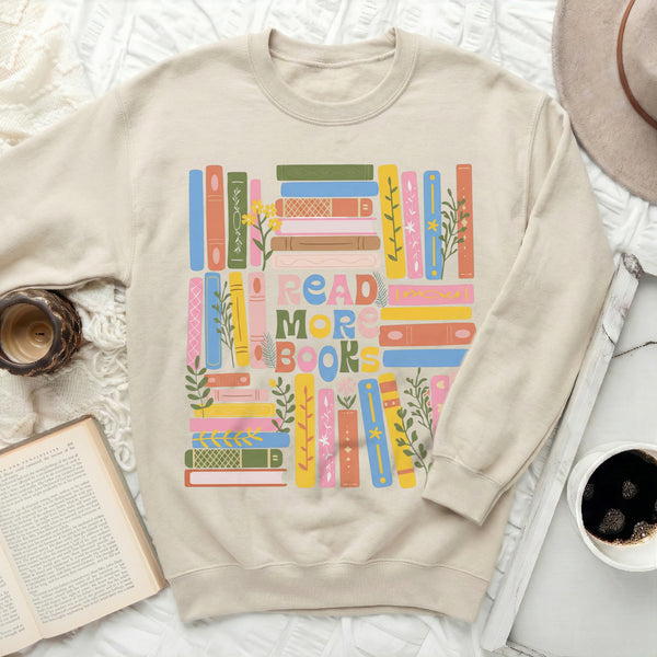 Vibrant Bookshelf Sweatshirt in Sand