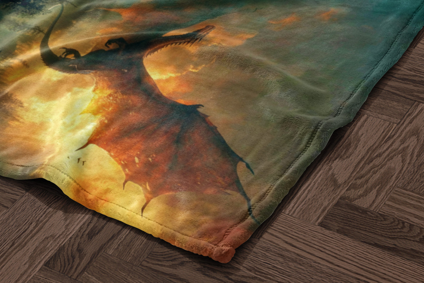 Fiery Dragon Art Blanket with Vibrant Colors Theme