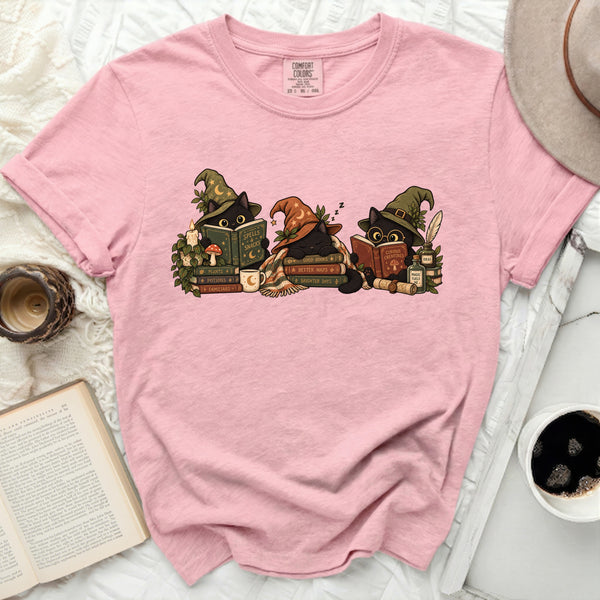 Cozy Witchy Cats Tee in Blossom