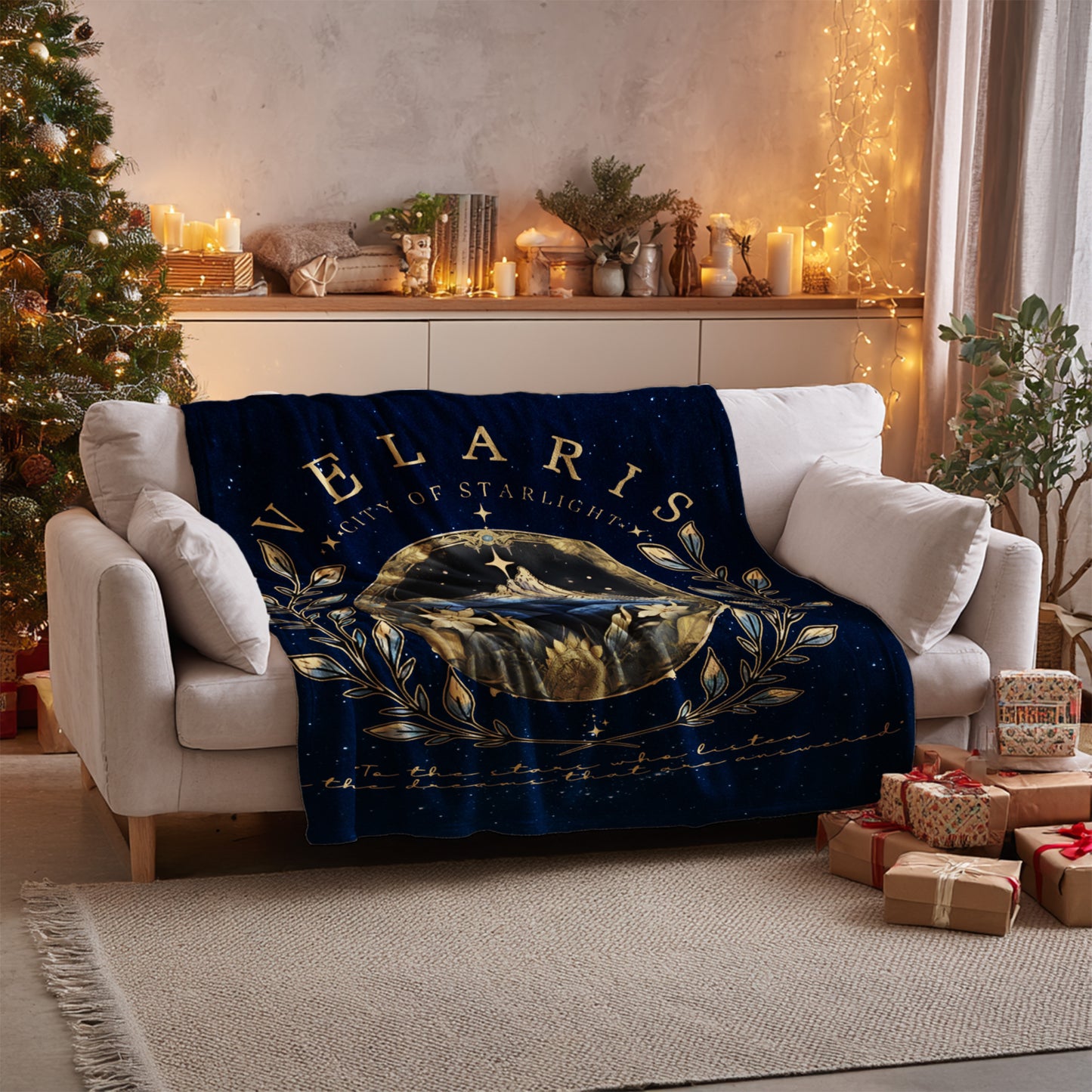 Velaris City of Starlight Christmas Holiday Blanket