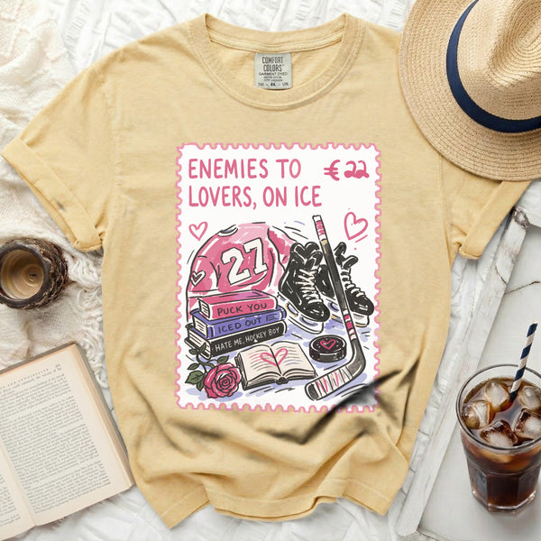 Enemies to Lovers Hockey Romance Tee in Butter