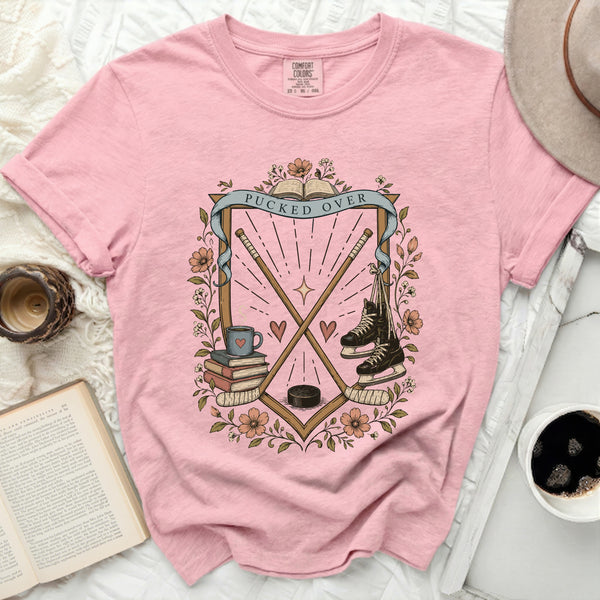 Pucked Over Cozy Hockey Tee in Blossom