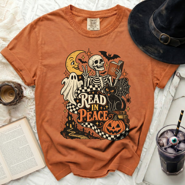Read In Peace Cat Tee in Yam