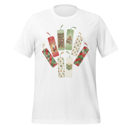 Charming Holiday Bookmarks Design on White Shirt