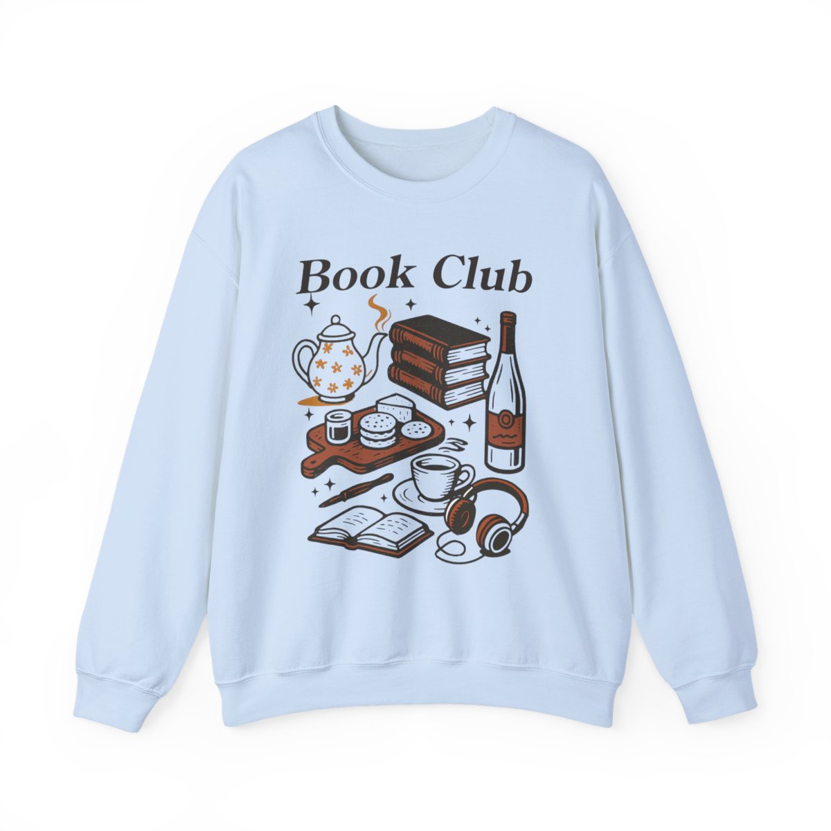 Book Club Aesthetic Reading Snacks Music and Wine Sweatshirt - MagicMerchEmporium