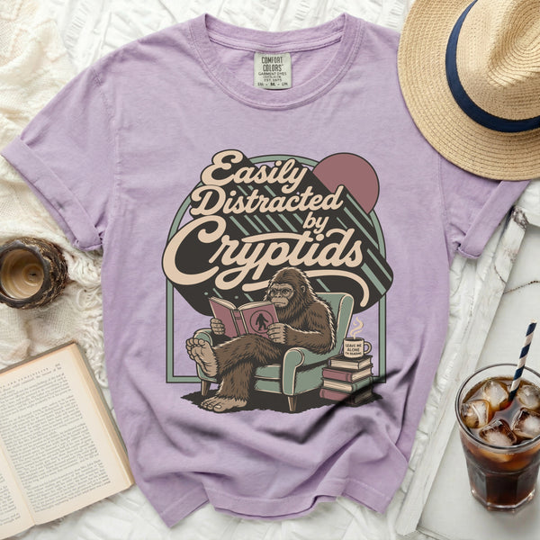 Easily Distracted Cryptid Reader Tee in Orchid