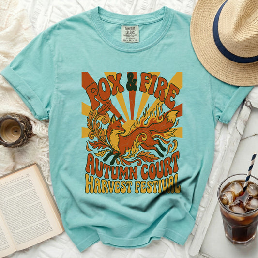 Fox & Fire Autumn Court Harvest Festival graphic t-shirt.