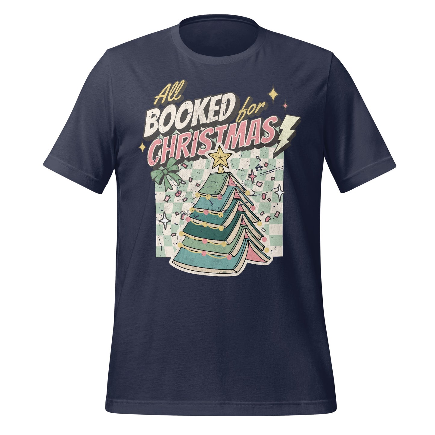 All Booked For Christmas Tree Graphic T-Shirt