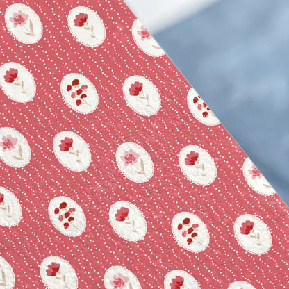 Charming Red Floral and Polka Dot Patterned Fabric