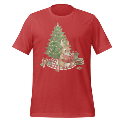 Bunny Reading Book Under Christmas Tree T-Shirt