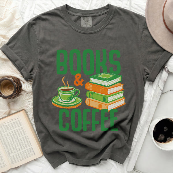 Books & Coffee Love Tee in Pepper