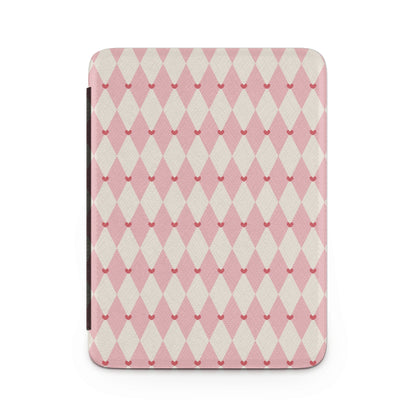 Pink and White Diamond Pattern iPad Cover