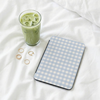 Blue and White Checkered Pattern Tablet Cover