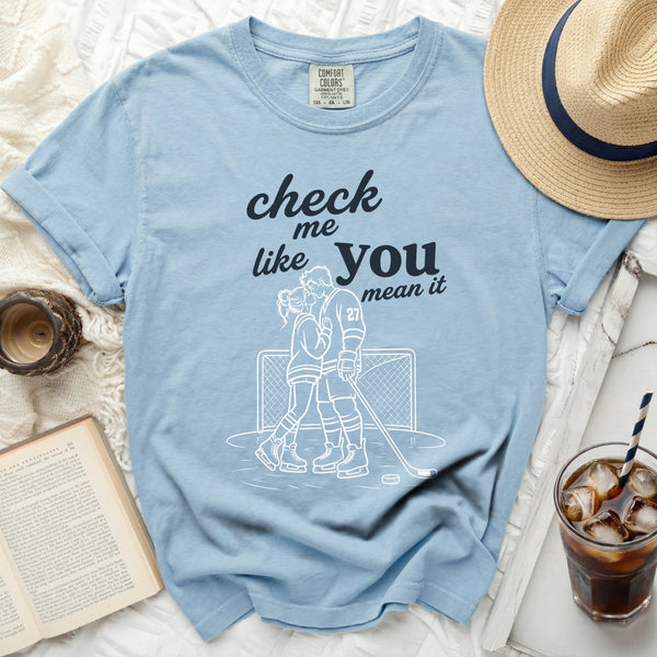 Check Me Like You Mean It Tee in Chambray