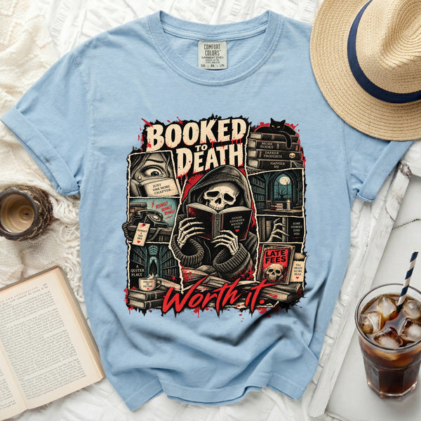 Booked To Death Tee in Chambray
