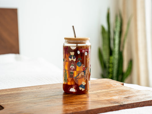 Adorable Animal Printed Glass Jar With Straw Product