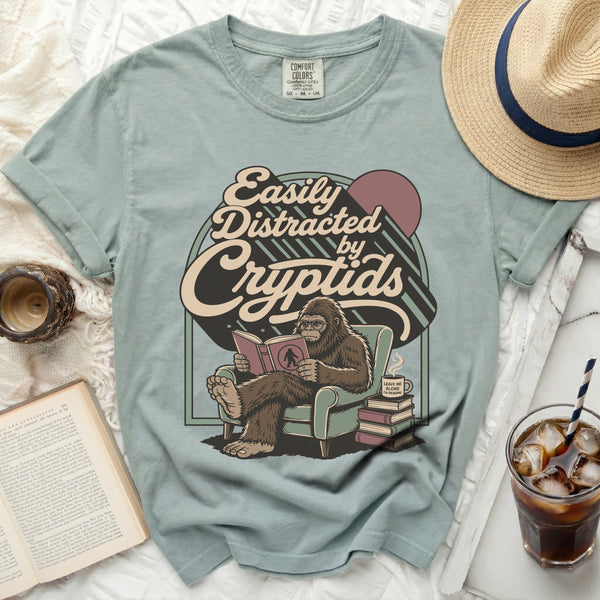 Easily Distracted Cryptid Reader Tee in Bay