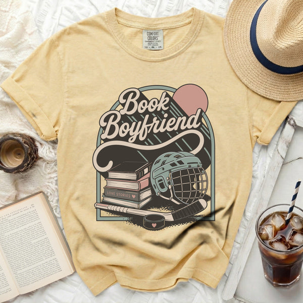Book Boyfriend Hockey Love Tee in Butter