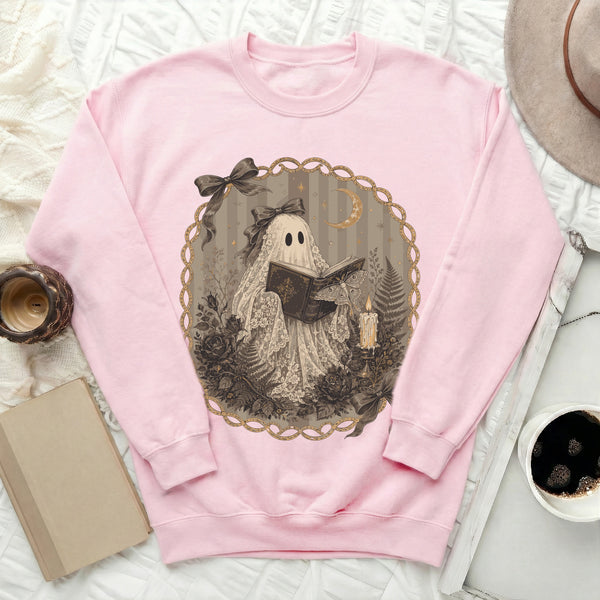 Spooky Ghost Sweatshirt in Light Pink
