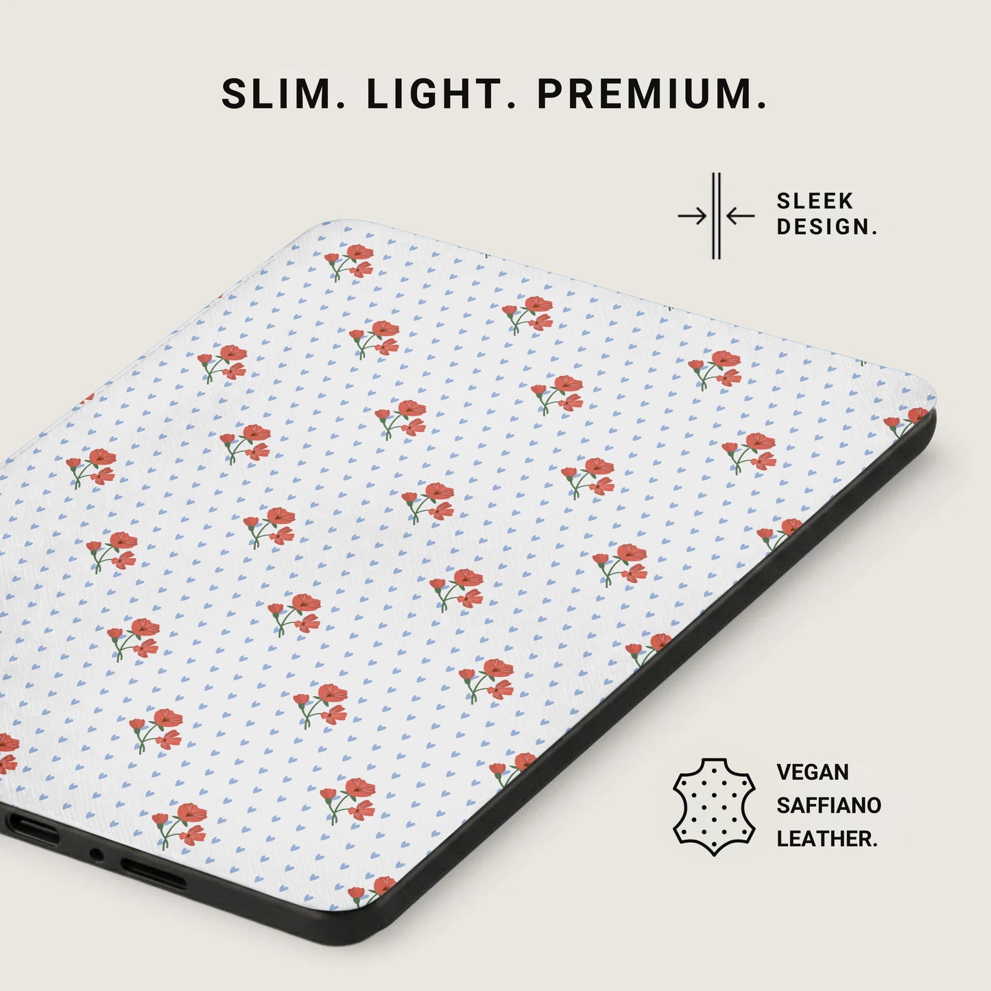 Slim Light Premium Vegan Saffiano Leather Tablet Sleeve