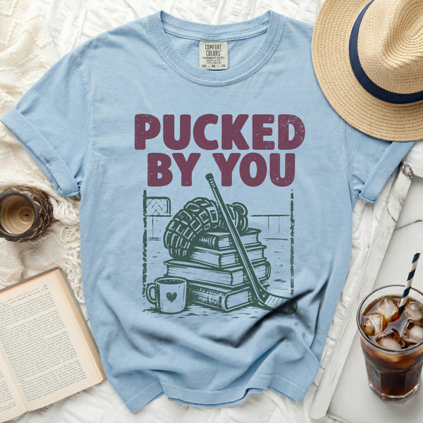 Pucked By You Hockey Scholar Tee in Chambray