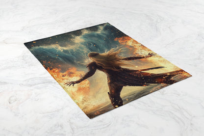 Fantasy Art Blanket with Fiery and Oceanic Elements