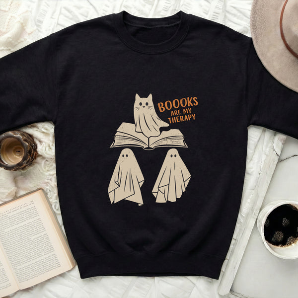 Booooks Therapy Sweatshirt in Black