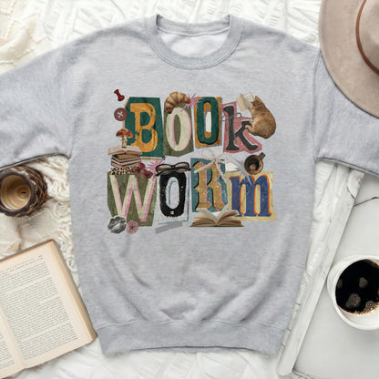 Cozy Book Worm Sweatshirt Ideal for Book Lovers