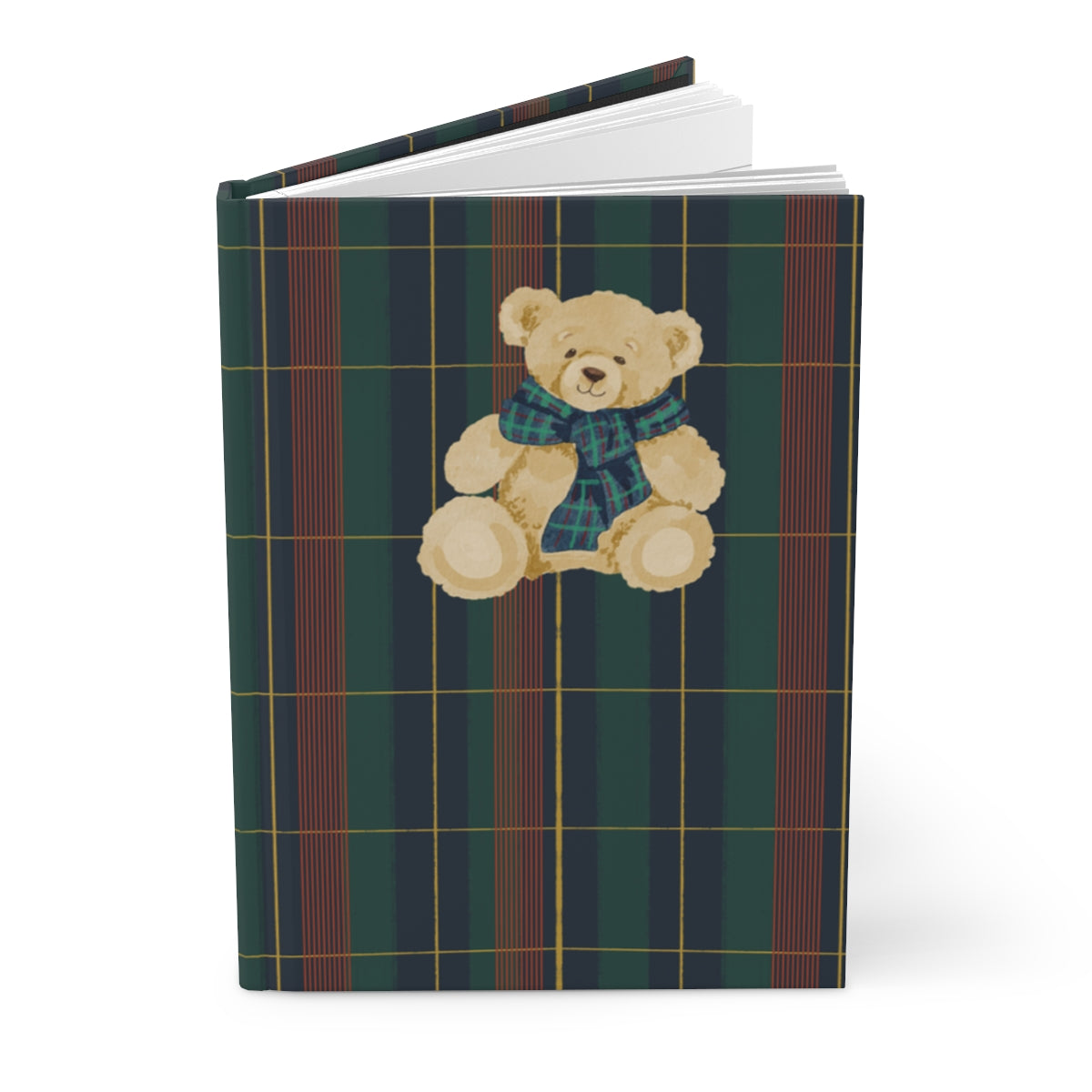 Adorable Teddy Bear Plaid Cover Journal for Writing