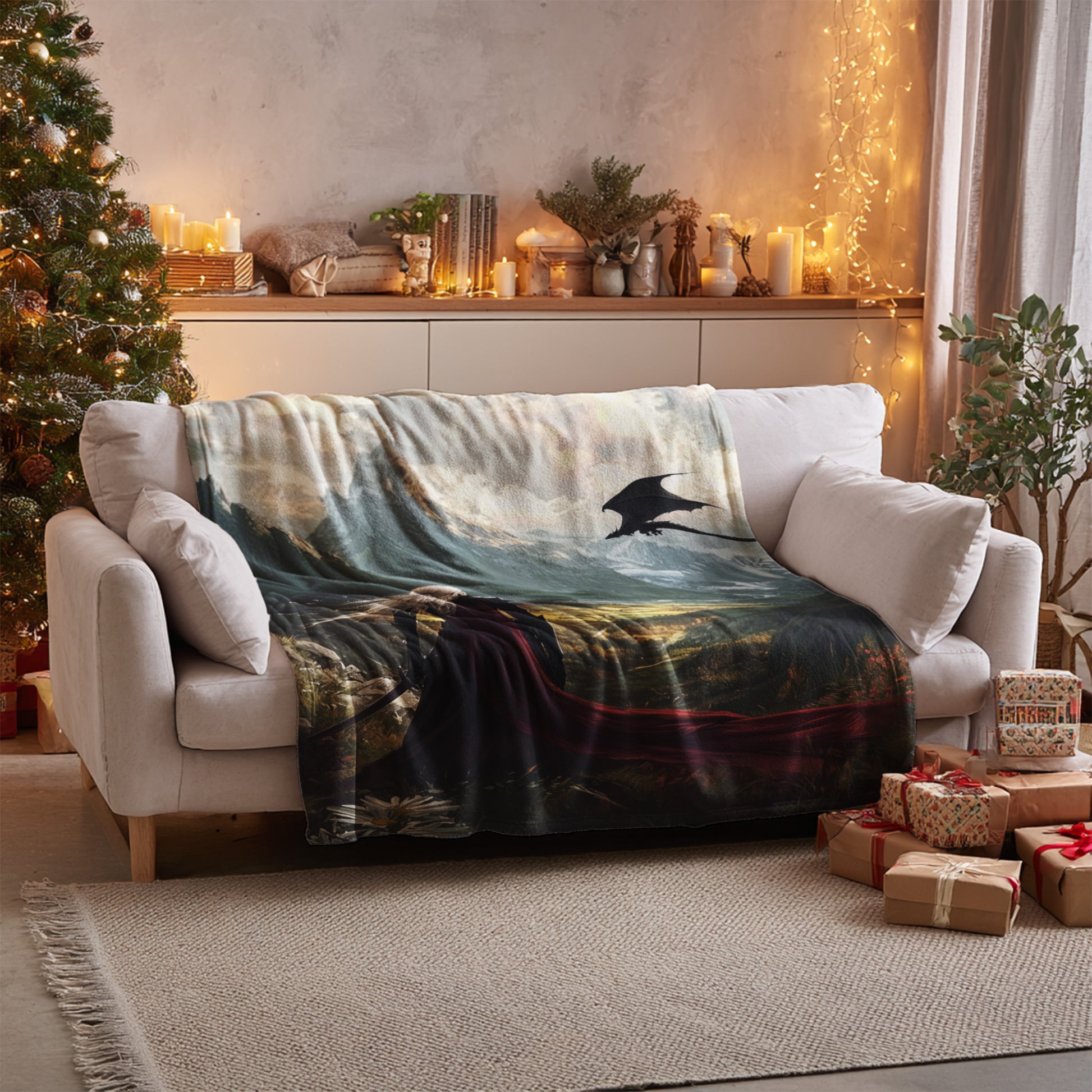 Raven and Forest Scene Cozy Warm Blanket Product