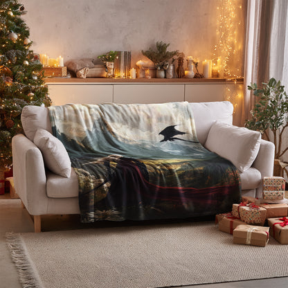 Raven and Forest Scene Cozy Warm Blanket Product