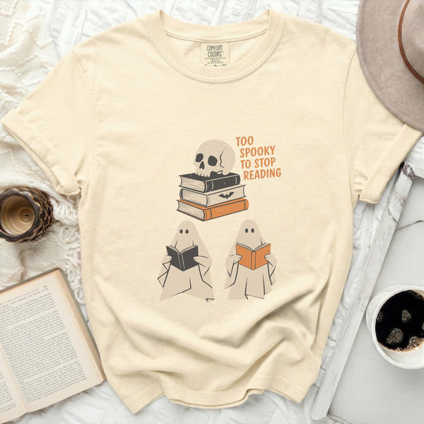 Spooky Reader Bookworm Ghoul Tee in Ivory
