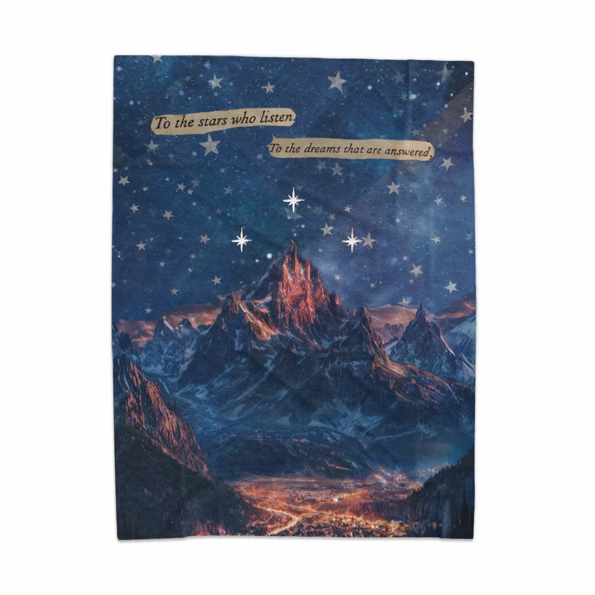 Mystical Mountain Night Sky Quote Blanket