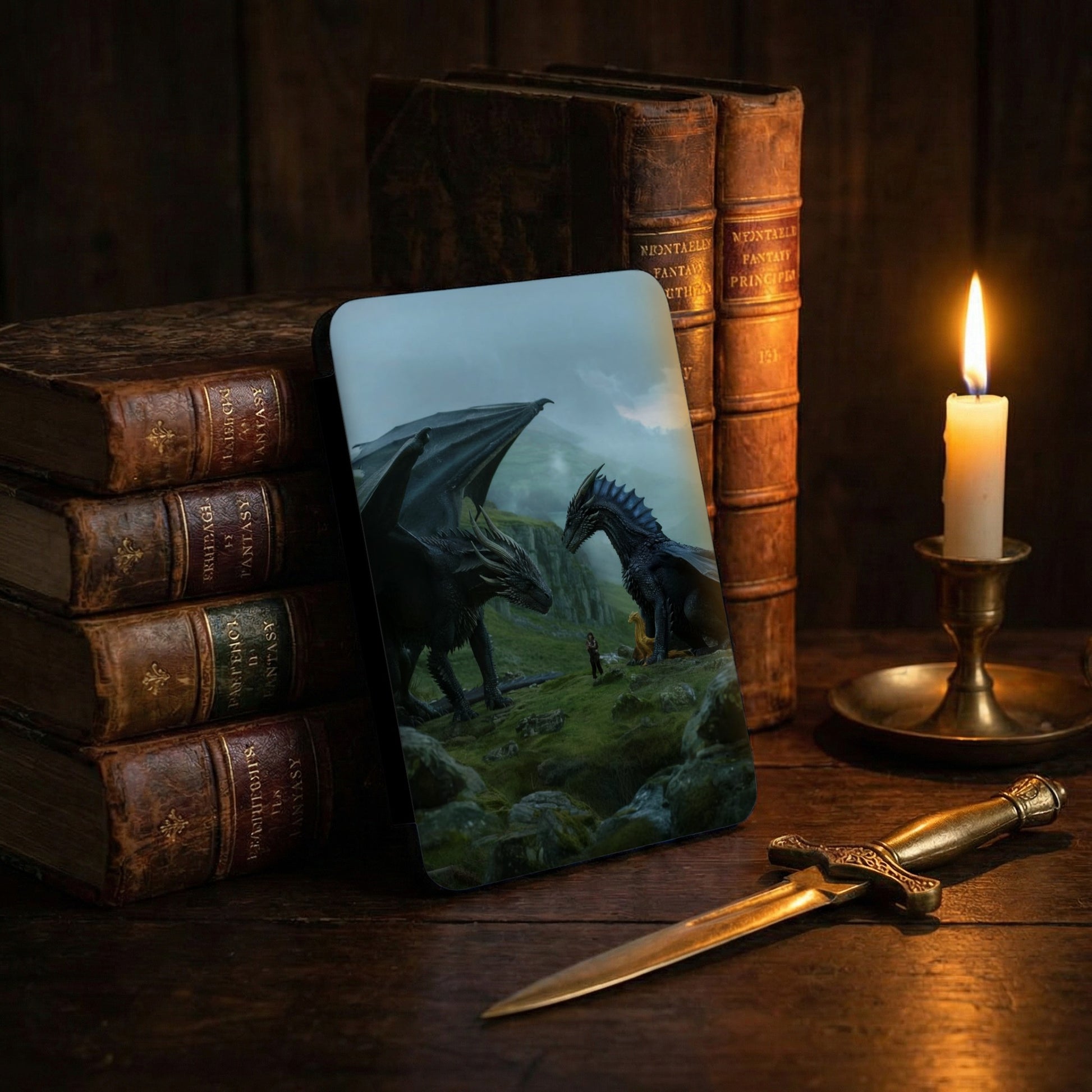 Dark Dragons Fantasy Creature Mythical Ancient Books Scene product type