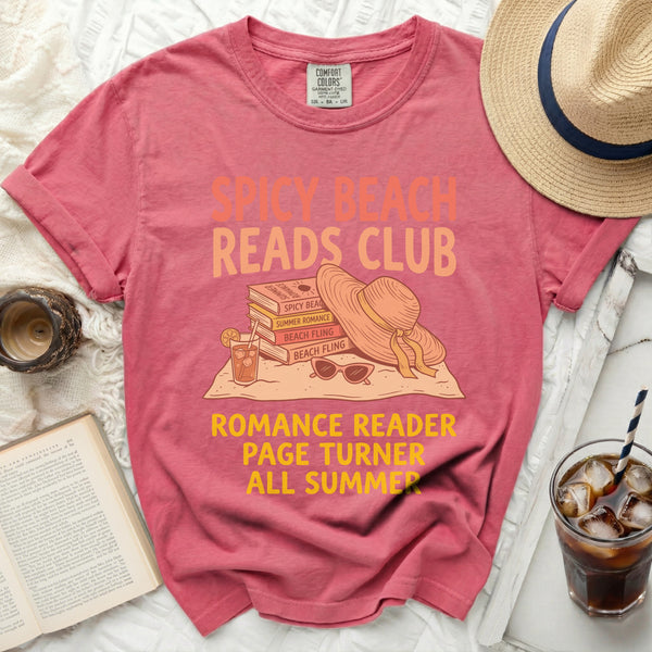 Spicy Beach Reads Club Summer Tee in Crunchberry