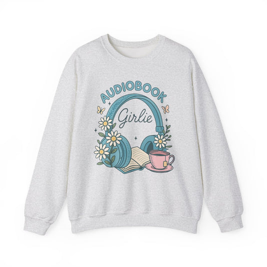 Audiobook Girlie Headphones Flowers and Tea Sweatshirt