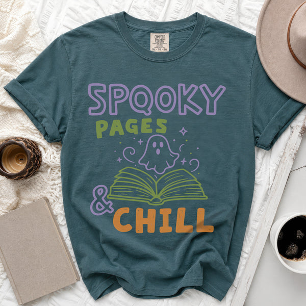Spooky Pages Tee in Blue Spruce